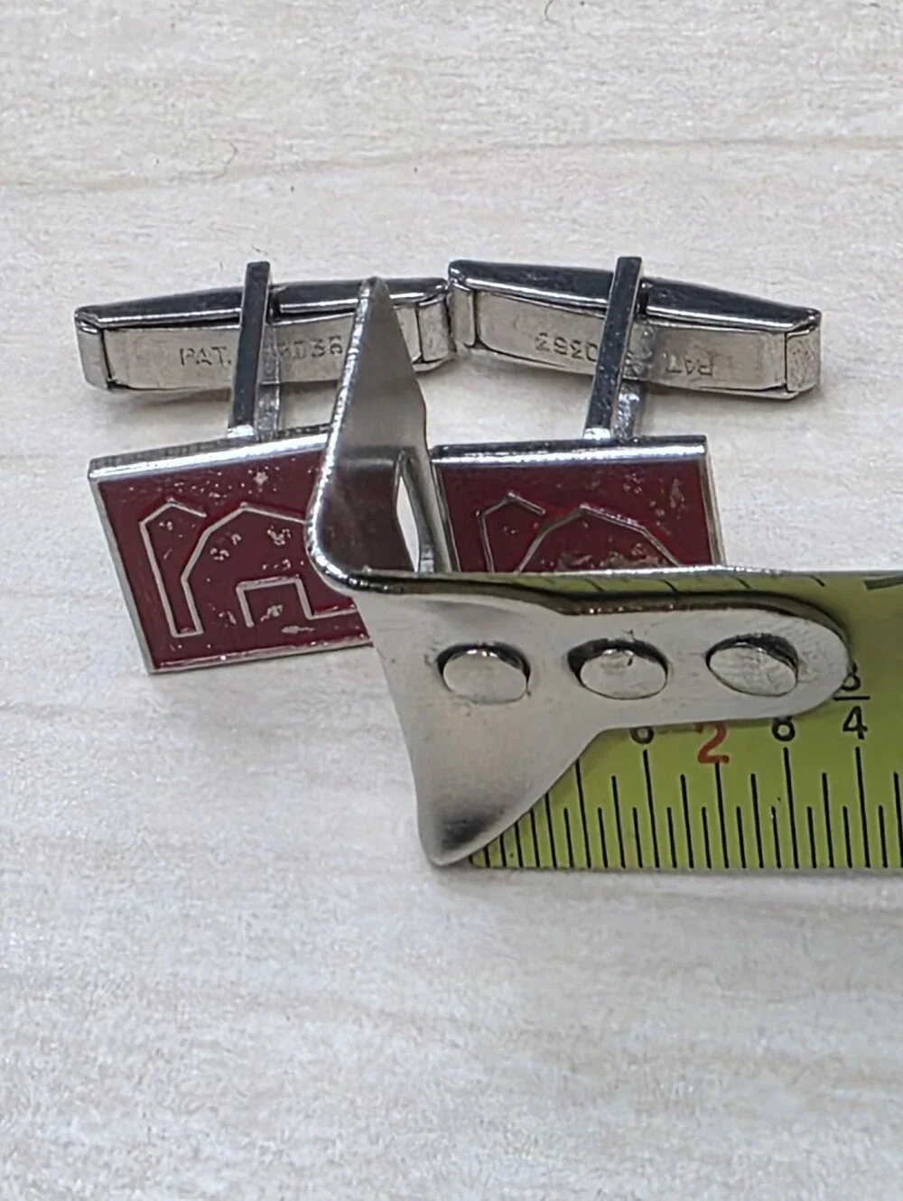 Vintage 1960s Red Enamel Barn & Silo Cufflinks